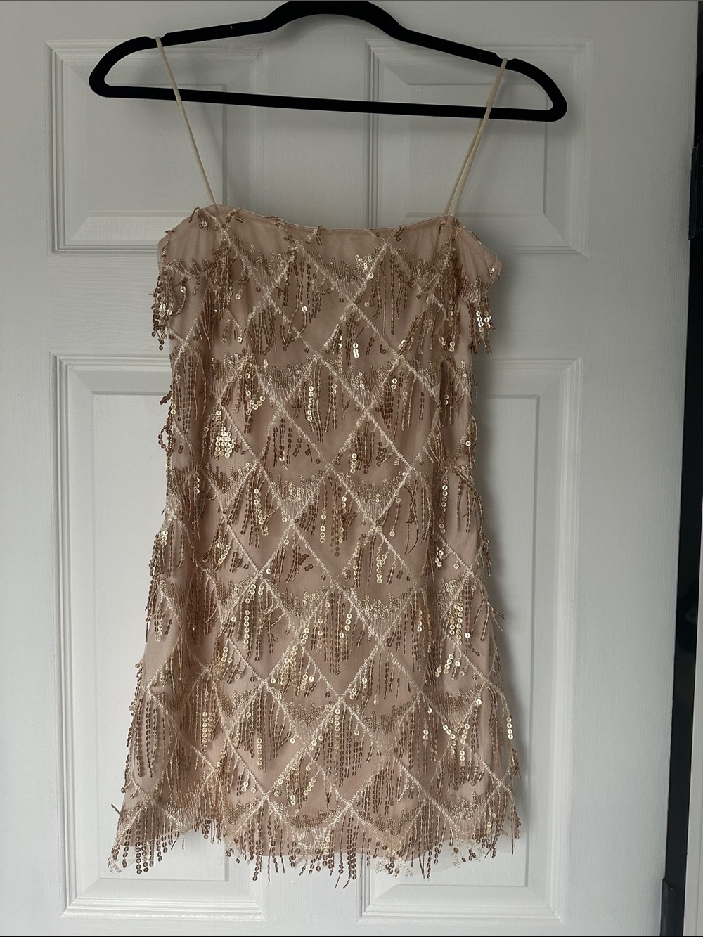 Showpo Champagne Beaded Mini Dress